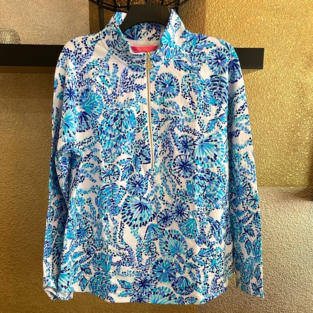 Lilly Pulitzer Skipper Popover Turquoise Oasis Shell Me You Love Me NWT XL